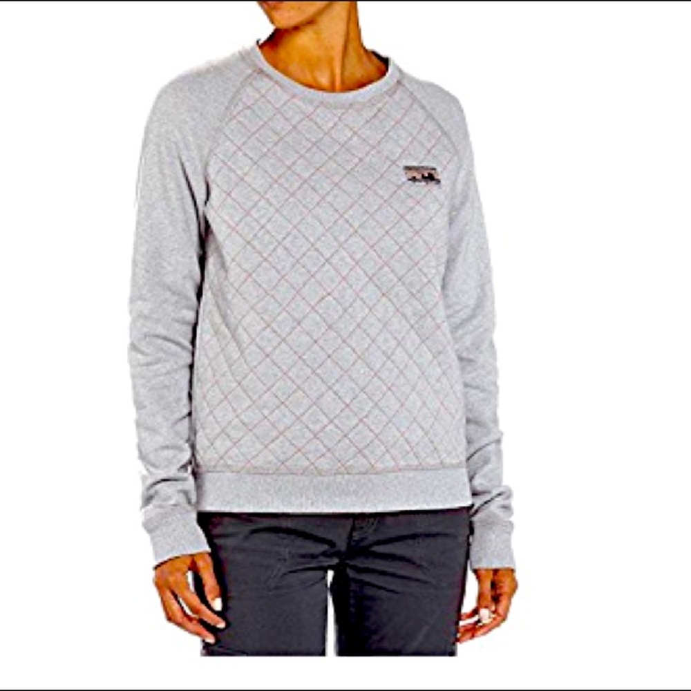 Patagonia Reclaimed Cotton Crew Feather Grey & Orange Stitching